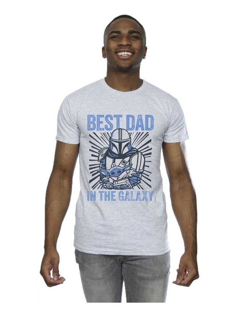 Star Wars - Camiseta Mandalorian Best Dad Galaxy Galaxia para Hombre Gris jaspeado - Kiabi