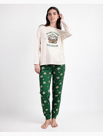 STAR WARS MANDALORIAN Pijama Manga Larga Grogu Cute para Mujer