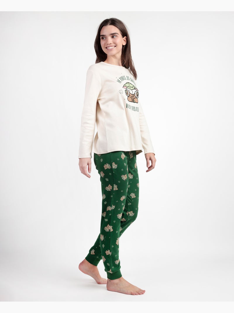 STAR WARS MANDALORIAN Pijama Manga Larga Grogu Cute para Mujer Crudo - Kiabi