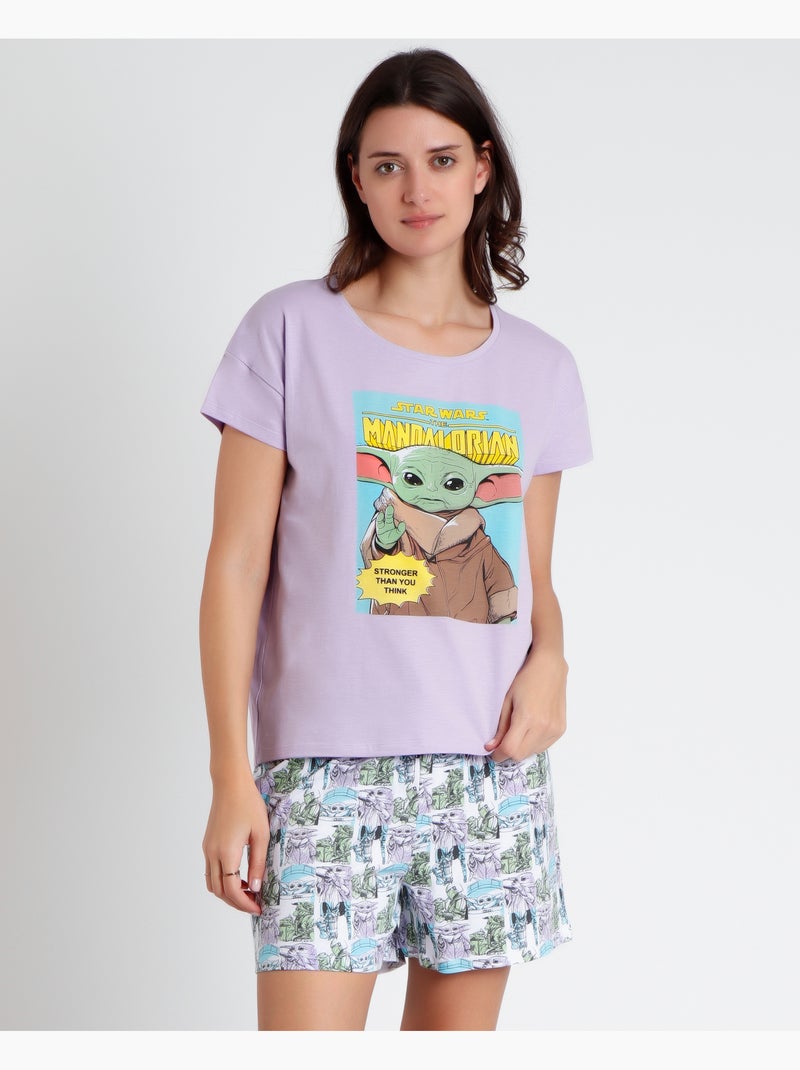 STAR WARS Pijama Manga Corta Pastel Grogu para Mujer Malva lila - Kiabi