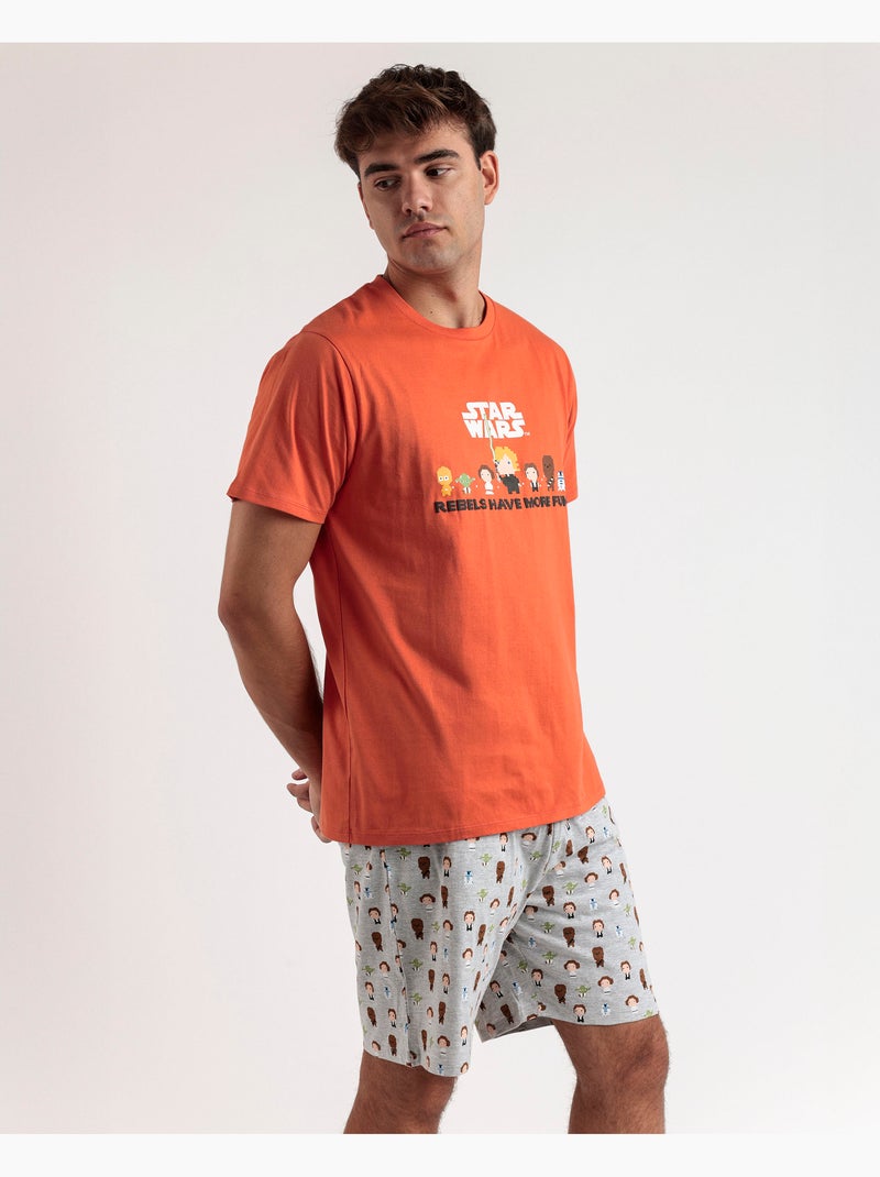 STAR WARS Pijama Manga Corta Pixel Wars para Hombre Naranja - Kiabi