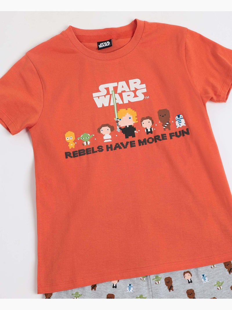STAR WARS Pijama Manga Corta Pixel Wars para Niño Naranja - Kiabi