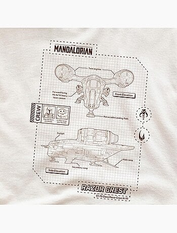 Star Wars: The Mandalorian - Camiseta Razor Crest Blueprint para Hombre