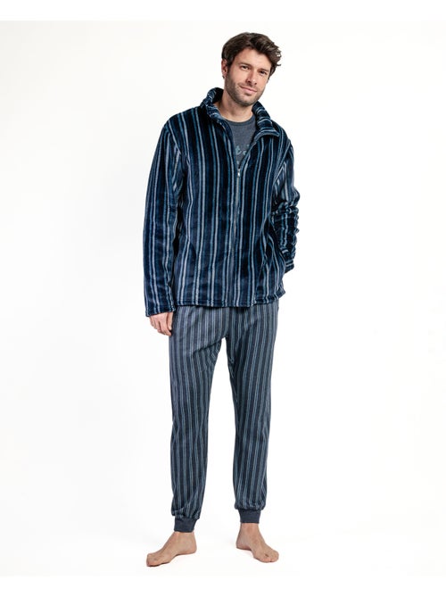 STAY AT HOME Bata Manga Larga Calentita Italic para Hombre - Kiabi STAY AT HOME Bata Manga Larga Calentita Italic para Hombre - Kiabi