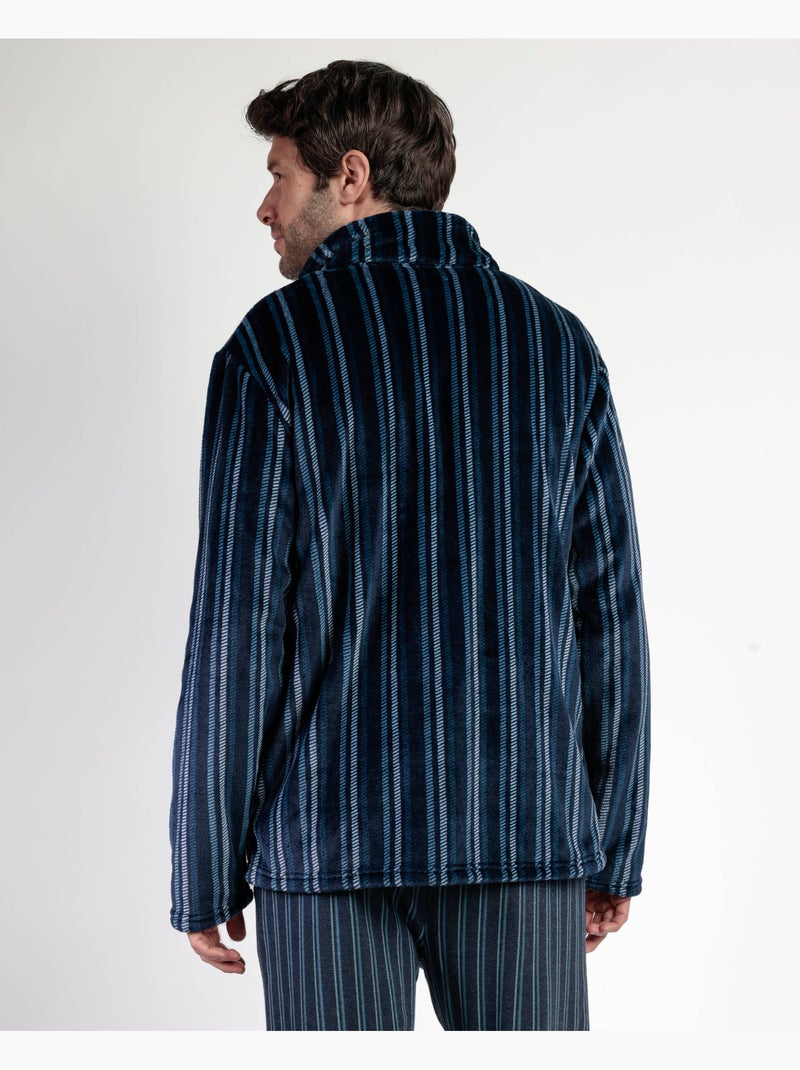 STAY AT HOME Bata Manga Larga Calentita Italic para Hombre Azul marino - Kiabi