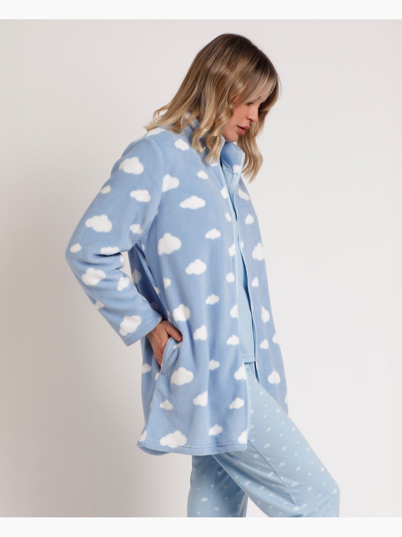 STAY AT HOME Bata Manga Larga Calentita It´s Time To Sleep para Mujer Azul - Kiabi