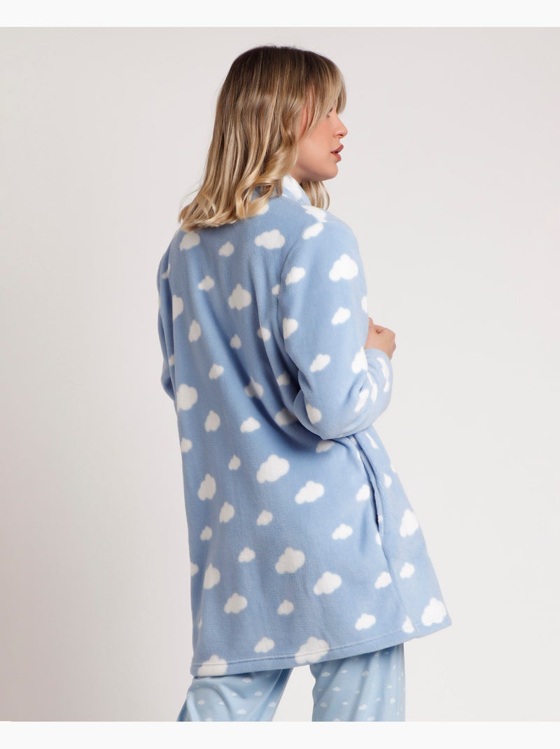 STAY AT HOME Bata Manga Larga Calentita It´s Time To Sleep para Mujer Azul - Kiabi