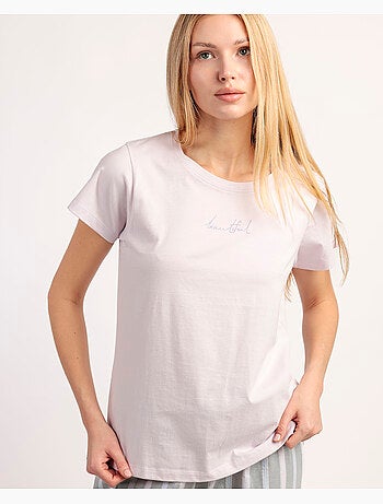 STAY AT HOME Pijama Manga Corta Beautiful para Mujer