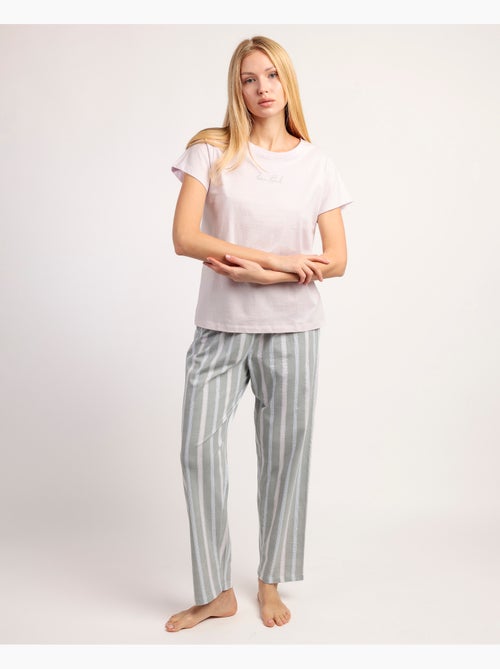 STAY AT HOME Pijama Manga Corta Beautiful para Mujer - Kiabi STAY AT HOME Pijama Manga Corta Beautiful para Mujer - Kiabi