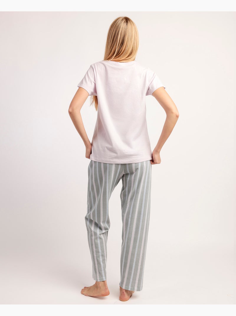 STAY AT HOME Pijama Manga Corta Beautiful para Mujer Malva - Kiabi