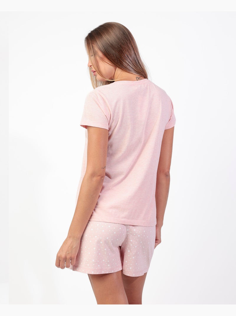 STAY AT HOME Pijama Manga Corta Believe para Mujer Melocotón - Kiabi