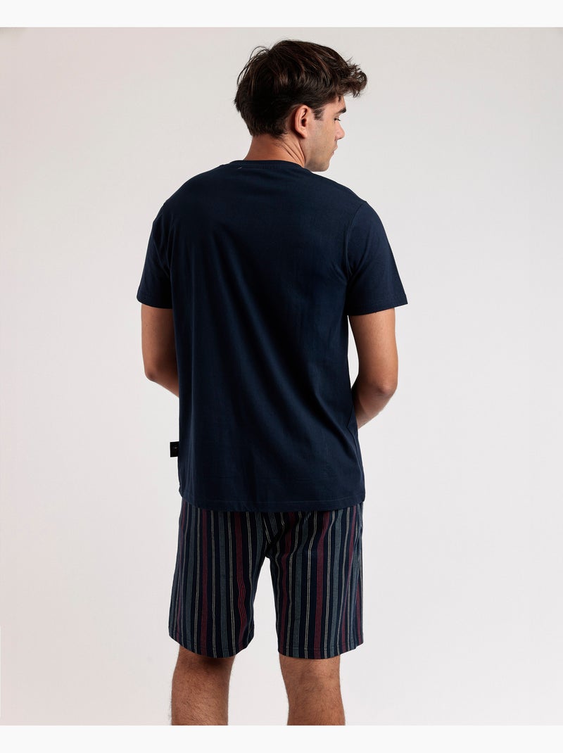 STAY AT HOME Pijama Manga Corta Creative And Not Serious para Hombre Azul marino - Kiabi