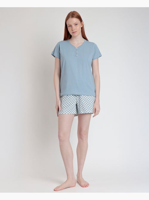 STAY AT HOME Pijama Manga Corta Greek Style para Mujer - Kiabi STAY AT HOME Pijama Manga Corta Greek Style para Mujer - Kiabi