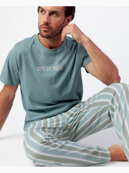 STAY AT HOME Pijama Manga Corta Let´S Go Travel para Hombre - Kiabi