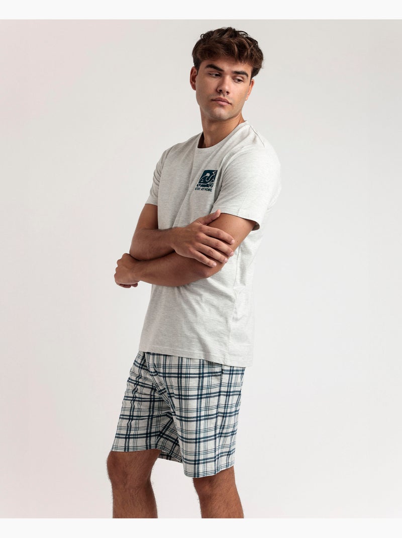 STAY AT HOME Pijama Manga Corta Scooty para Hombre Crudo - Kiabi