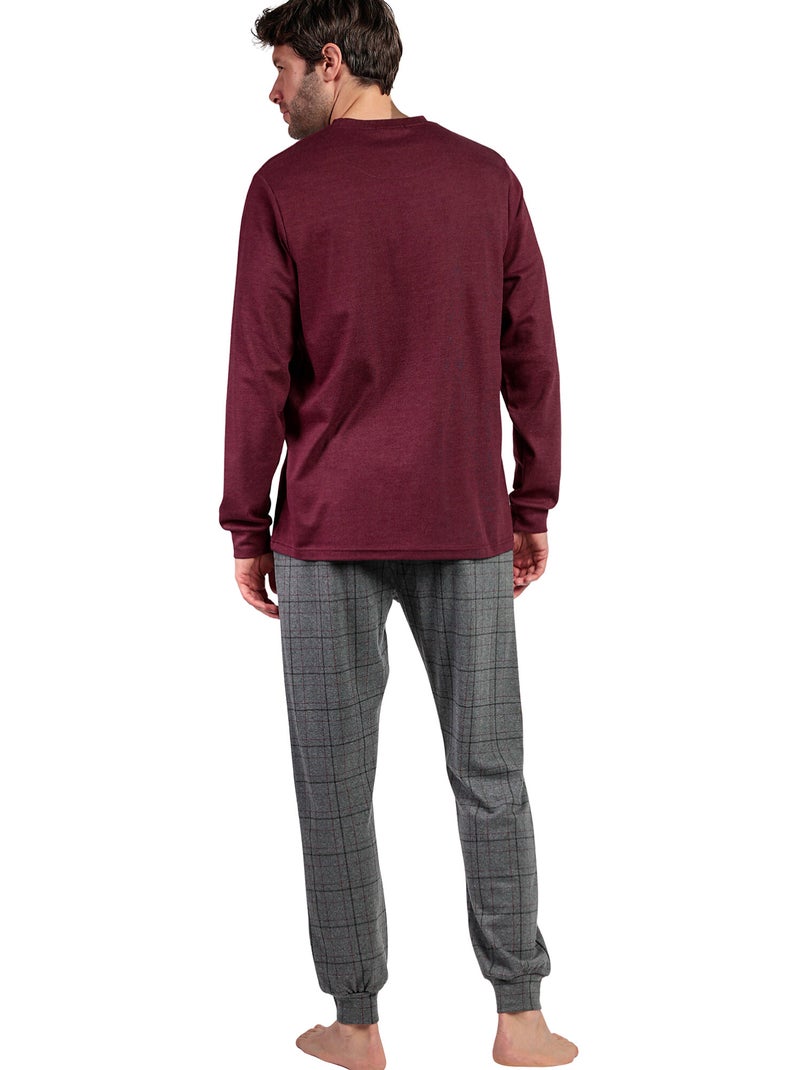 STAY AT HOME Pijama Manga Larga Calling para Hombre Burdeos - Kiabi