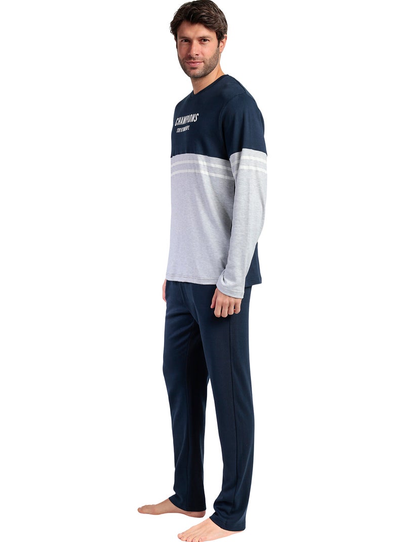 STAY AT HOME Pijama Manga Larga Champions para Hombre Azul marino - Kiabi