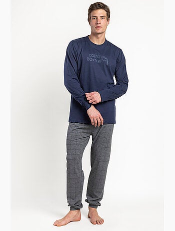 STAY AT HOME Pijama Manga Larga Coffee Routine para Hombre