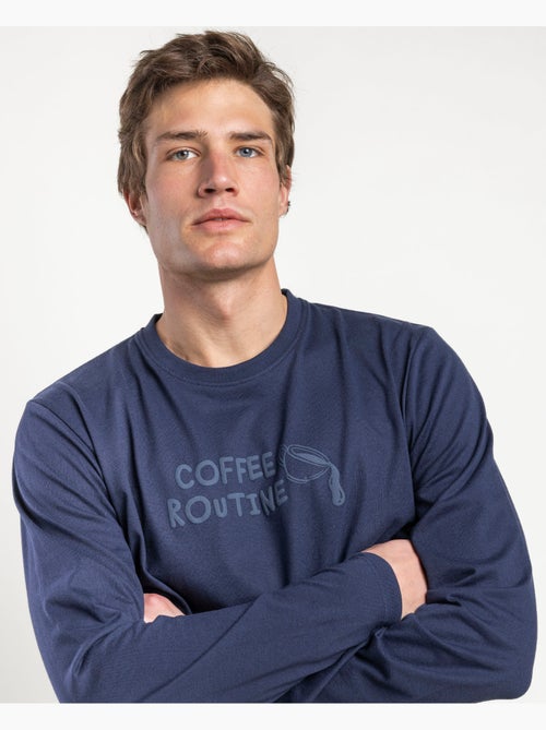 STAY AT HOME Pijama Manga Larga Coffee Routine para Hombre - Kiabi