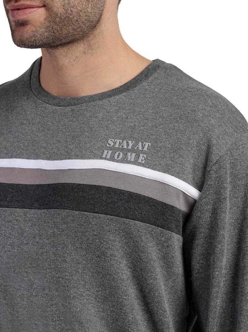 STAY AT HOME Pijama Manga Larga Ebony para Hombre Gris - Kiabi