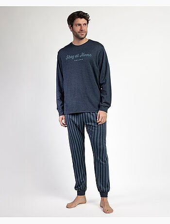 STAY AT HOME Pijama Manga Larga Italic para Hombre