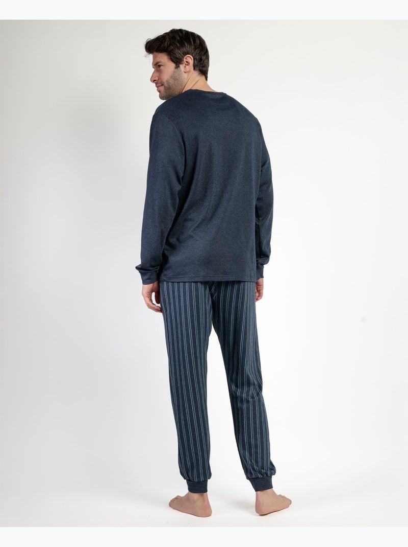 STAY AT HOME Pijama Manga Larga Italic para Hombre Azul marino - Kiabi