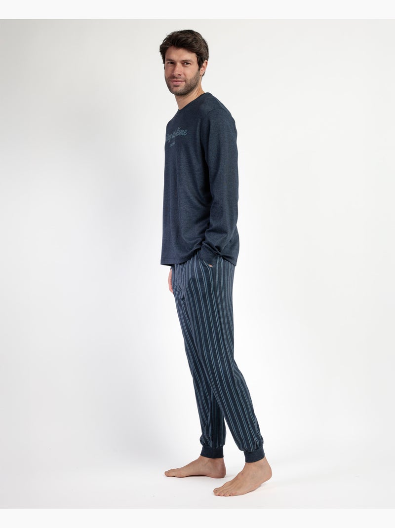 STAY AT HOME Pijama Manga Larga Italic para Hombre Azul marino - Kiabi
