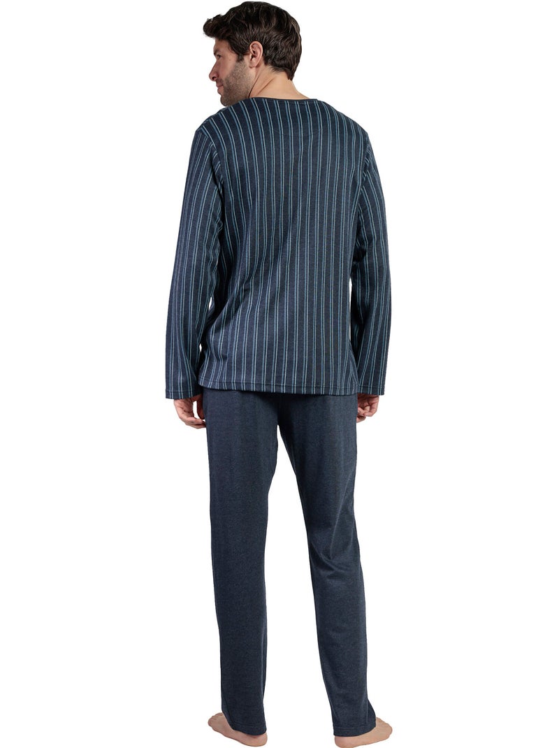 STAY AT HOME Pijama Manga Larga Tapeta Italic para Hombre Azul marino - Kiabi