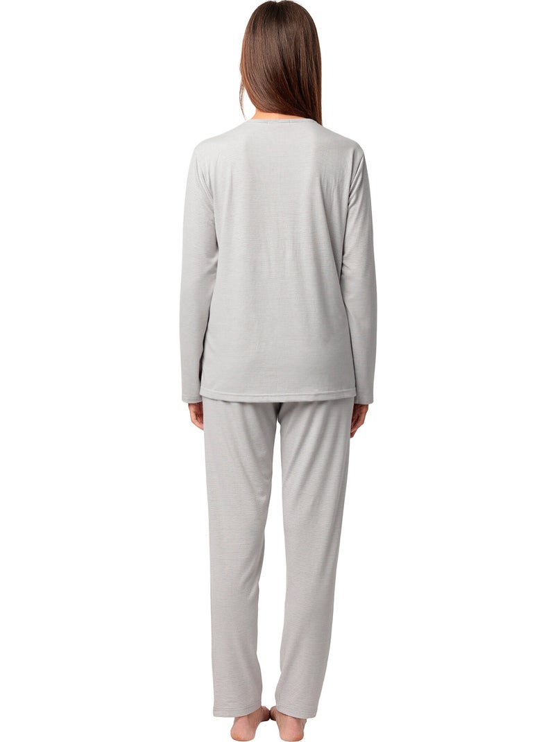 STAY AT HOME Pijama Manga Larga Tapeta Sleep Is My Superpower para Mujer Gris - Kiabi