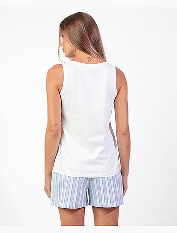 STAY AT HOME Pijama Sin mangas Good Night para Mujer