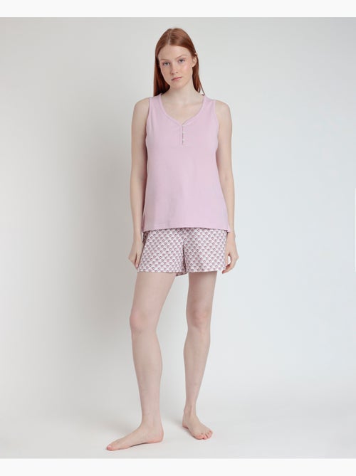 STAY AT HOME Pijama Sin Mangas Greek Style para Mujer - Kiabi STAY AT HOME Pijama Sin Mangas Greek Style para Mujer - Kiabi
