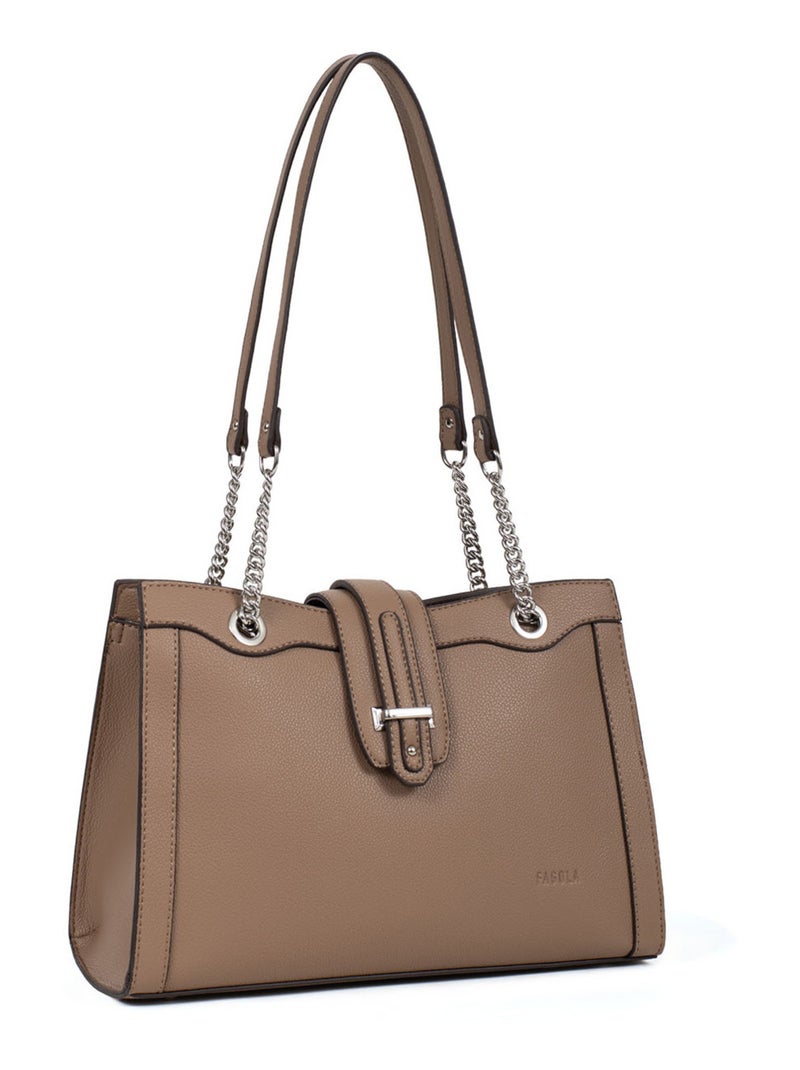 STELLA - Bolso de hombro con 2 asas Taupe - Kiabi