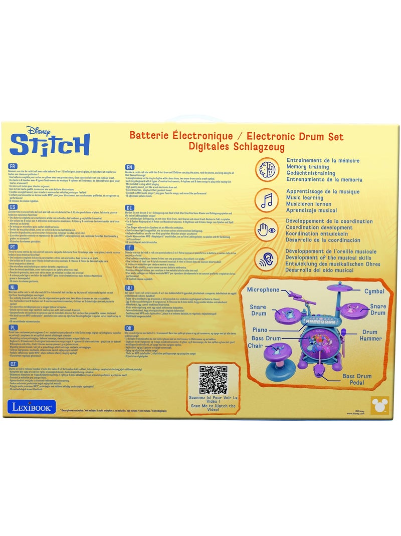 Stitch Batería electrónica luminosa completa con asiento Rosa - Kiabi