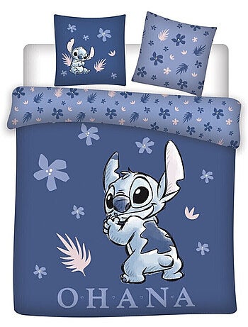Stitch, Juego de sabanas doble estampado reversible 100% algodón, OHANA