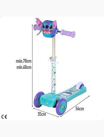 Stitch patinete infantil 3 ruedas con bolsillo delantero