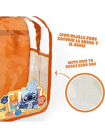 Stitch set cubo playa con accesorios mochila y poncho