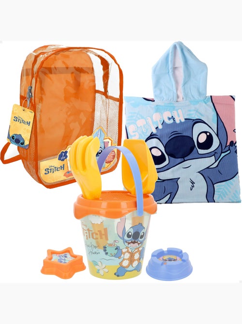 Stitch set cubo playa con accesorios mochila y poncho - Kiabi