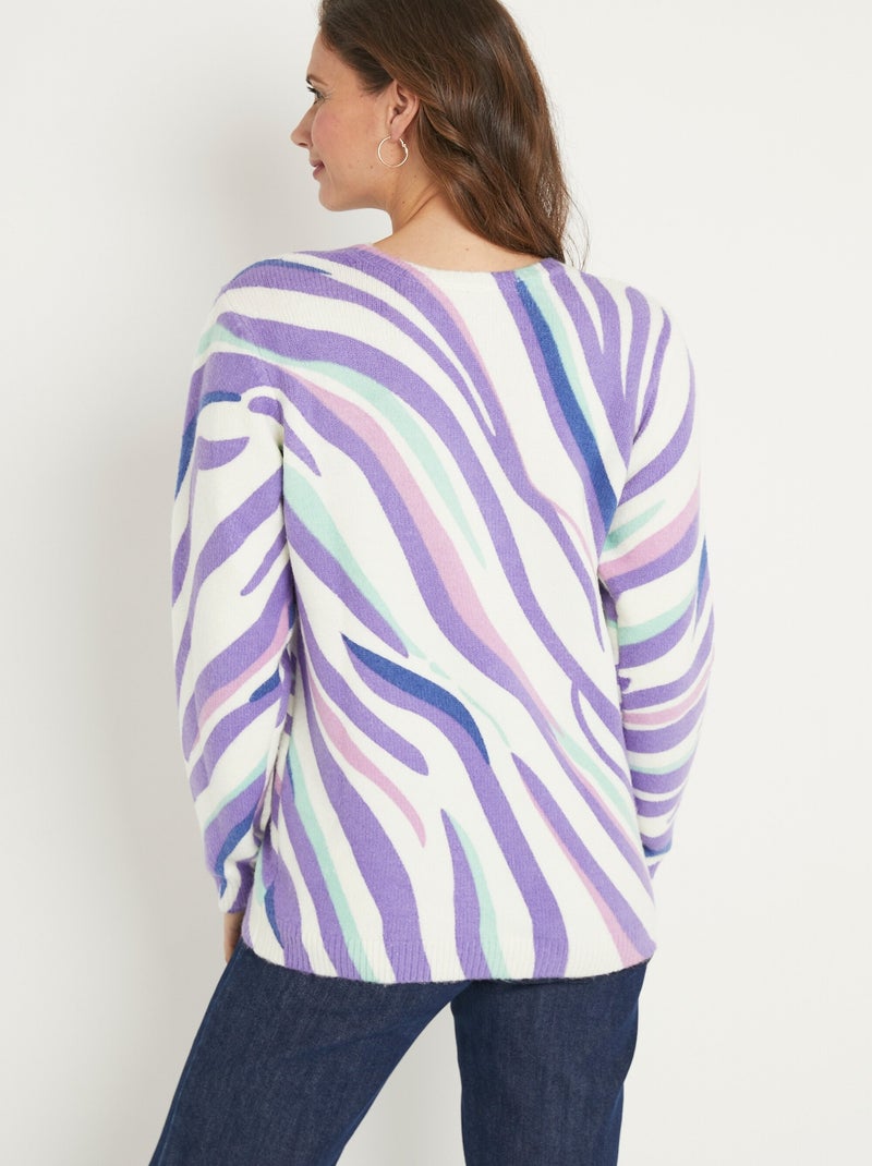 Suave jersey corto con cuello redondo y estampado gráfico - Afibel Crudo - Kiabi