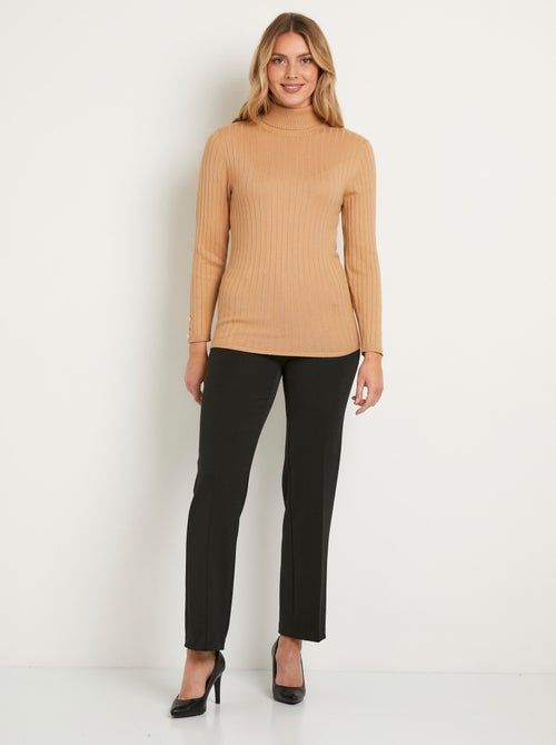 Suave jersey corto de cuello alto con canalé plano - Afibel - Kiabi