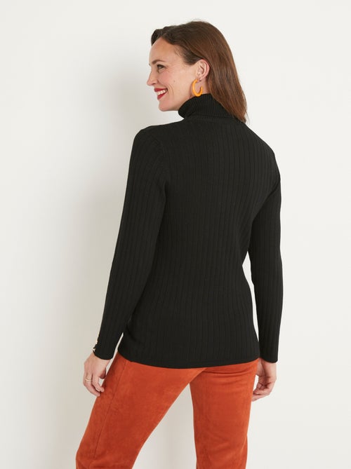 Suave jersey corto de cuello alto con canalé plano - Afibel - Kiabi