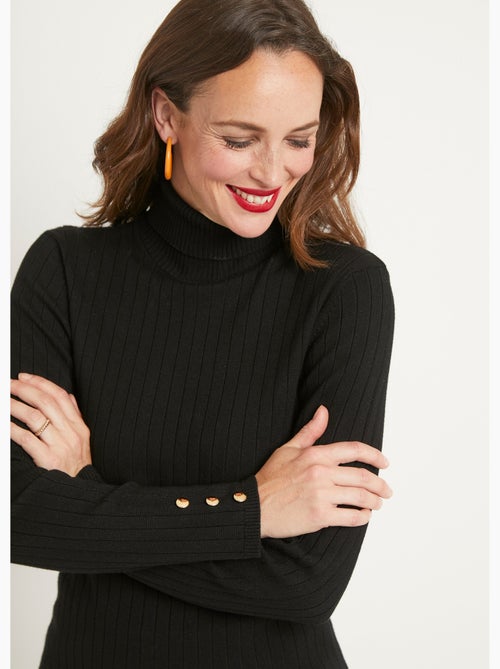 Suave jersey corto de cuello alto con canalé plano - Afibel - Kiabi