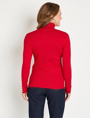 Suave jersey corto de cuello alto con canalé plano - Afibel