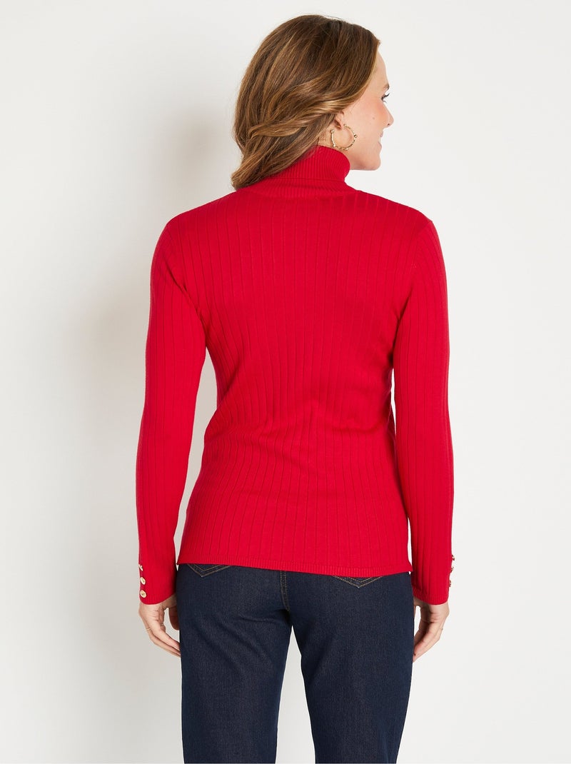 Suave jersey corto de cuello alto con canalé plano - Afibel Rojo - Kiabi