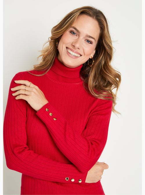 Suave jersey corto de cuello alto con canalé plano - Afibel - Kiabi