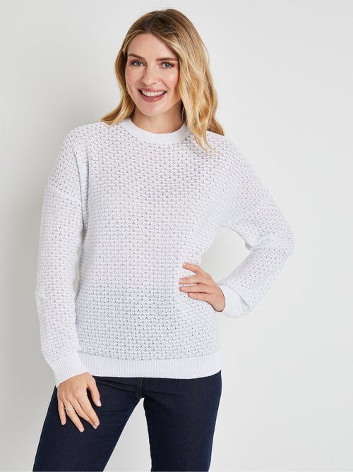 Suave jersey de cuello redondo en mezcla de algodón - Afibel - Kiabi