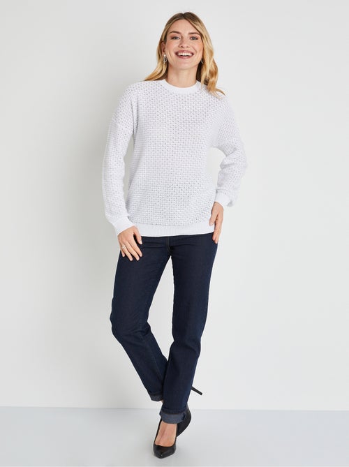 Suave jersey de cuello redondo en mezcla de algodón - Afibel - Kiabi