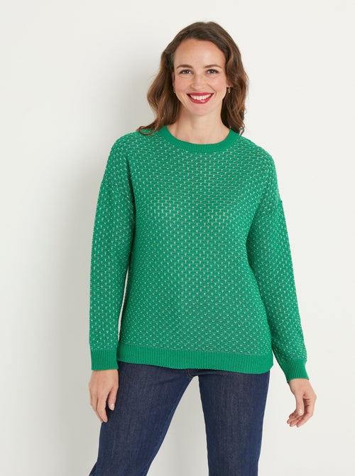 Suave jersey de cuello redondo en mezcla de algodón - Afibel - Kiabi