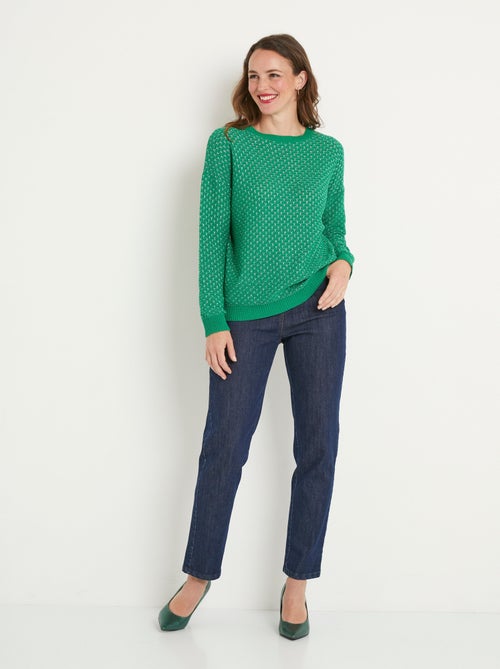 Suave jersey de cuello redondo en mezcla de algodón - Afibel - Kiabi
