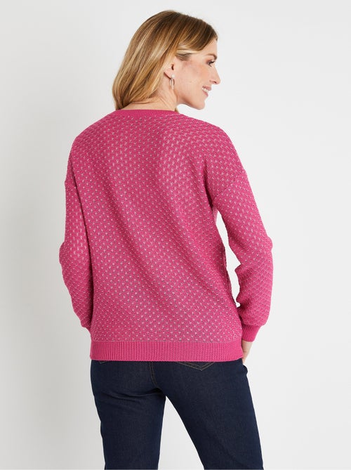 Suave jersey de cuello redondo en mezcla de algodón brillante - Afibel - Kiabi