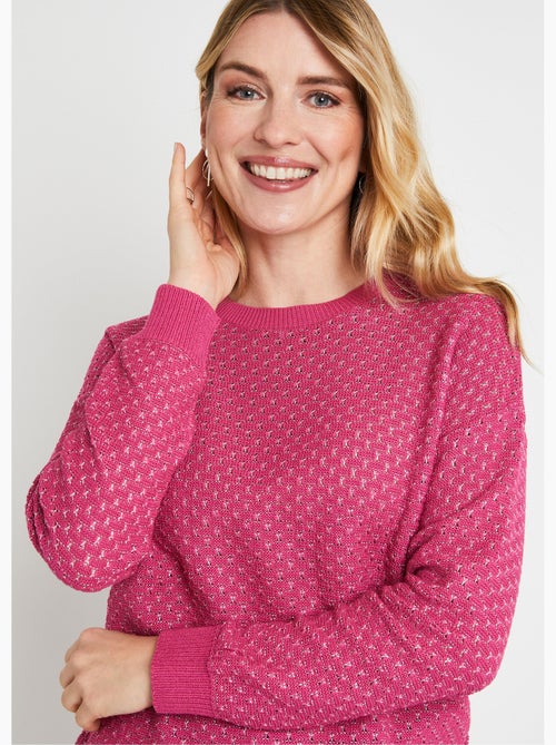 Suave jersey de cuello redondo en mezcla de algodón brillante - Afibel - Kiabi